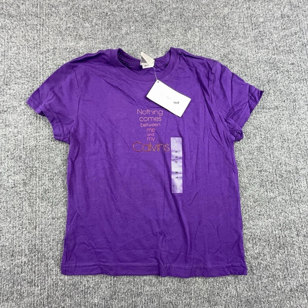 Calvin Klein Jeans Shirt Womens Medium Purple Nothing Comes Between Graphic Tee
